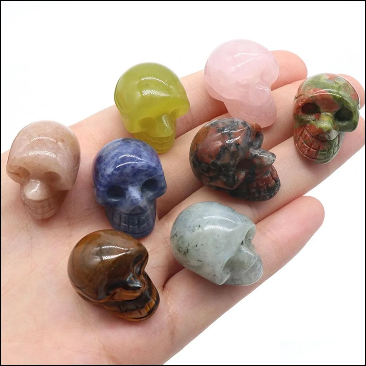 23mm natural crystal ornaments figurine gemstone crystal skulls healing stone for feng shui home decoration