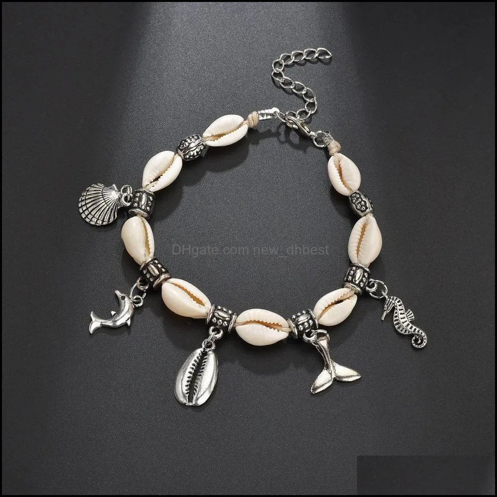 fashion  fishtail shell anklet chains summer beach shells foot chain bracelet for women jewelry gift