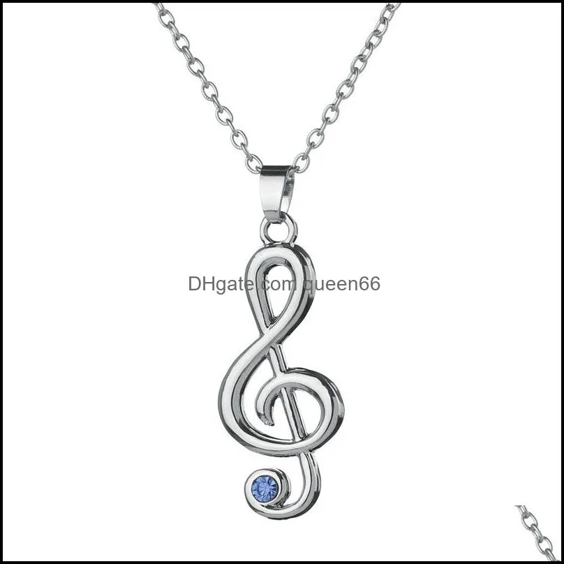 fashion musical note diamond pendant necklace women necklaces chains fashion jewelry