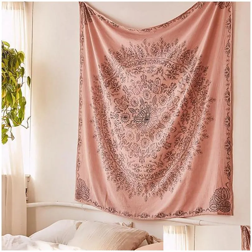 tapestry mandala hippie bohemian wall hanging flower tapestry wall hanging decor for living room bedroom 145x145cm