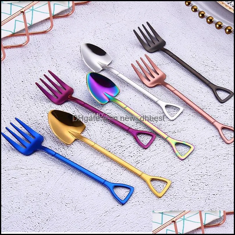 soid spade spoon fork food grade stainless steel coffee stirring spoons home kitchen dining flatware