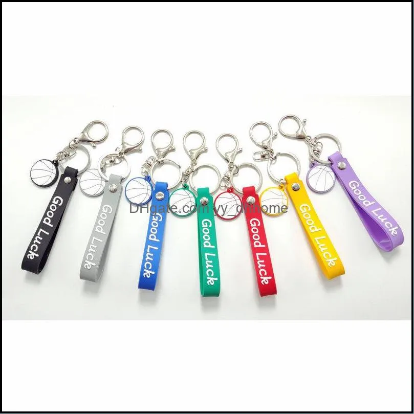 basketball keychains pvc straps sports key chain car bag pendants gift random colors