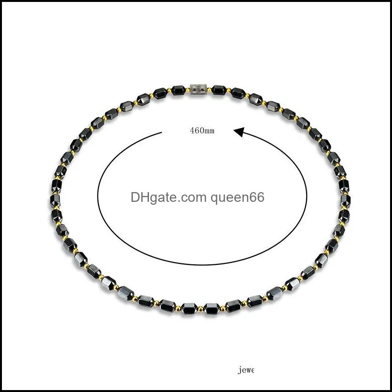 powerful black magnetic therapy necklace chokers beads string men women fashion jewelry