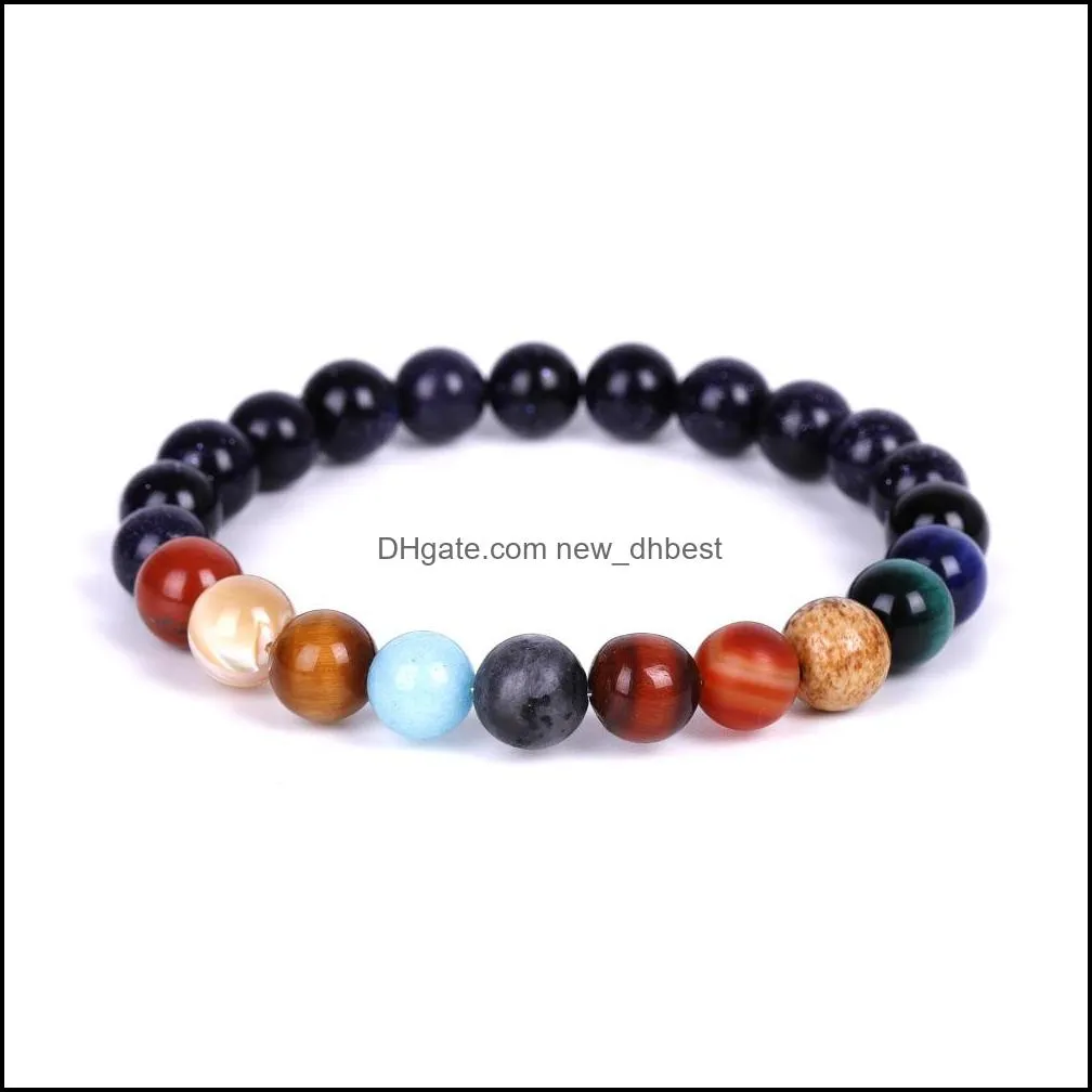 eight planets nature stone beaded strands bracelet women mens bracelets beads bangles fashion jewelry