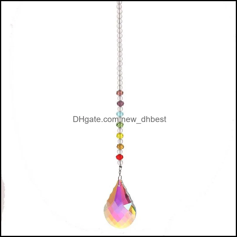 colorful rainbow water drop shell shape ornament pendant home decor gift window wall hanging crystals chakra garden