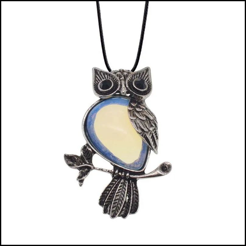 ladies owl healing pendant necklace mens spiritual energy gemstone necklace 19 12pcs