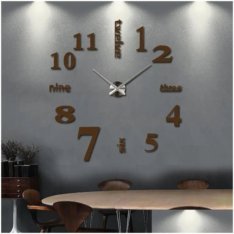 hot 3d diy acrylic miroir wall stickers clock watch clocks quartz modern reloj de pared home decoration