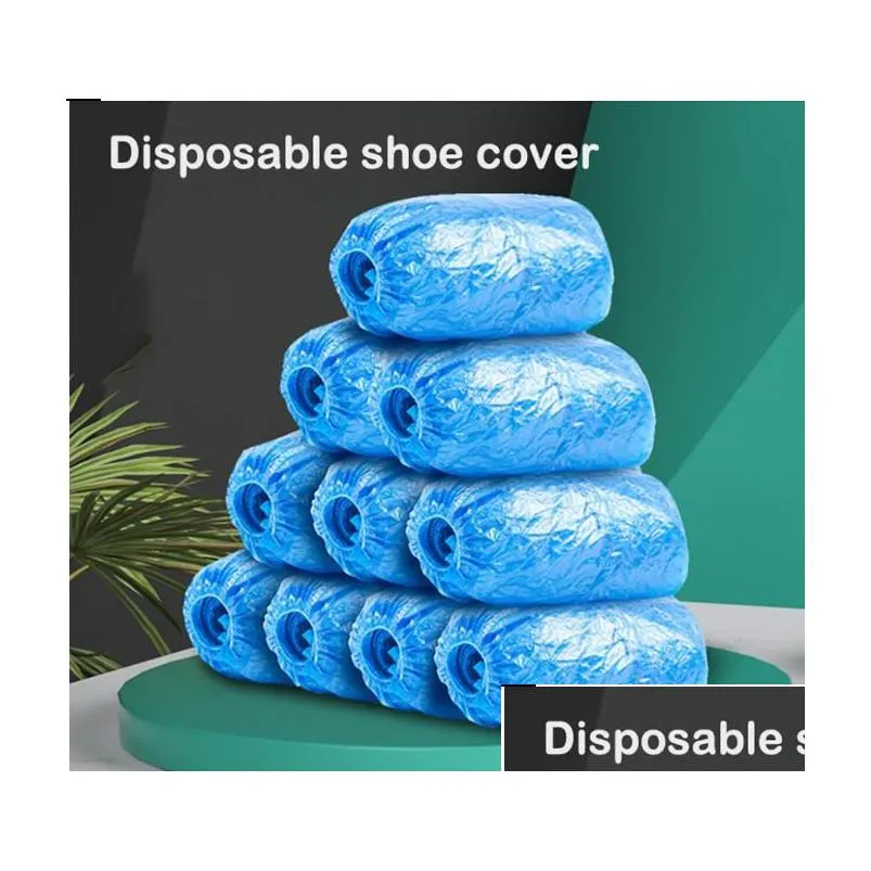 400pcs waterproof boot covers plastic disposable shoe covers elastic protective homes overshoes anti slip home tools a40