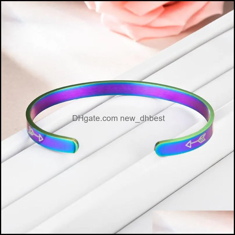 stainless steel open bracelet bangle letter inspirational keep going bracelet wristband cuff women men fashion jewelry