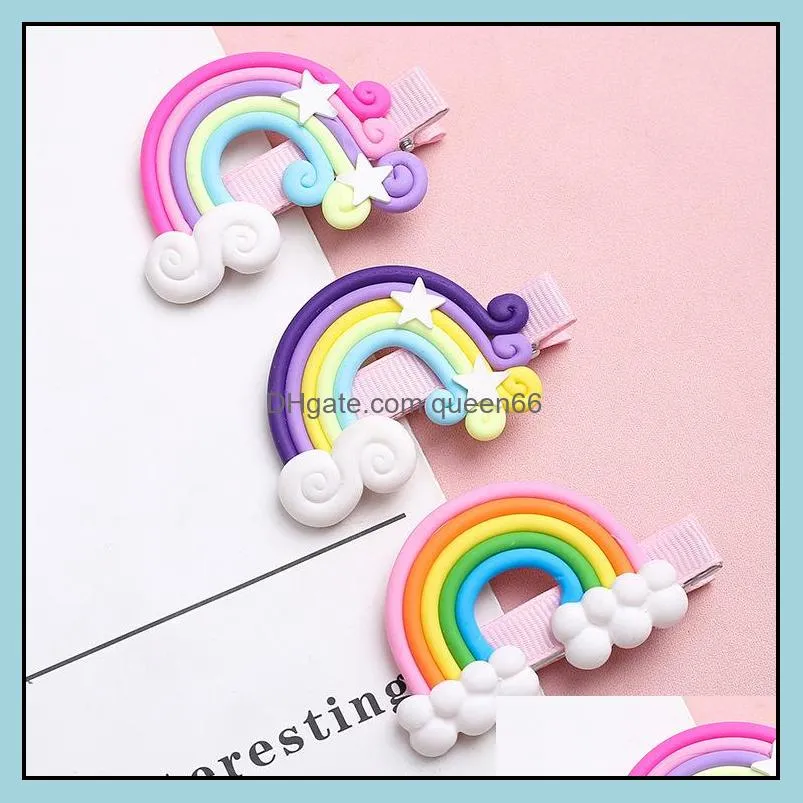 cute rainbow cloud lollipop shape hair clip girls hair barrettes hairpins headwear fashion birthday gift 