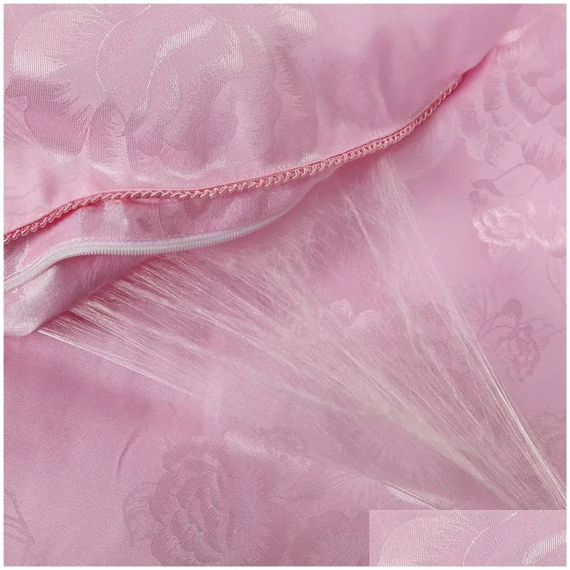 blanket mulberry silk blanket/quilt/comforter for winter/summer king/queen/twin size white and pink handwork duvet