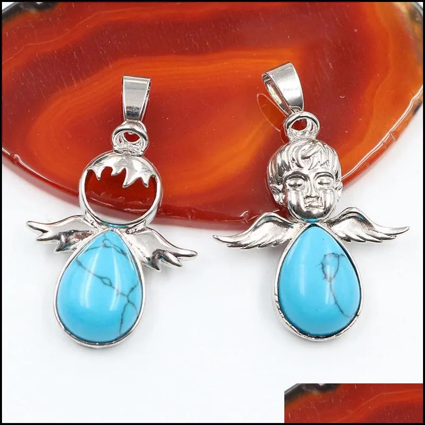 little angel pendant lady girl fashion sweet temperament necklace stainless steel natural stone