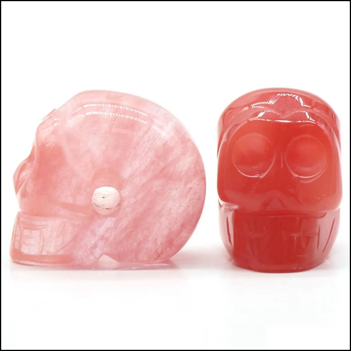 23mm natural carnelian skull figurine reiki healing energy stones ornaments carved statue gemstone home decor halloween gift