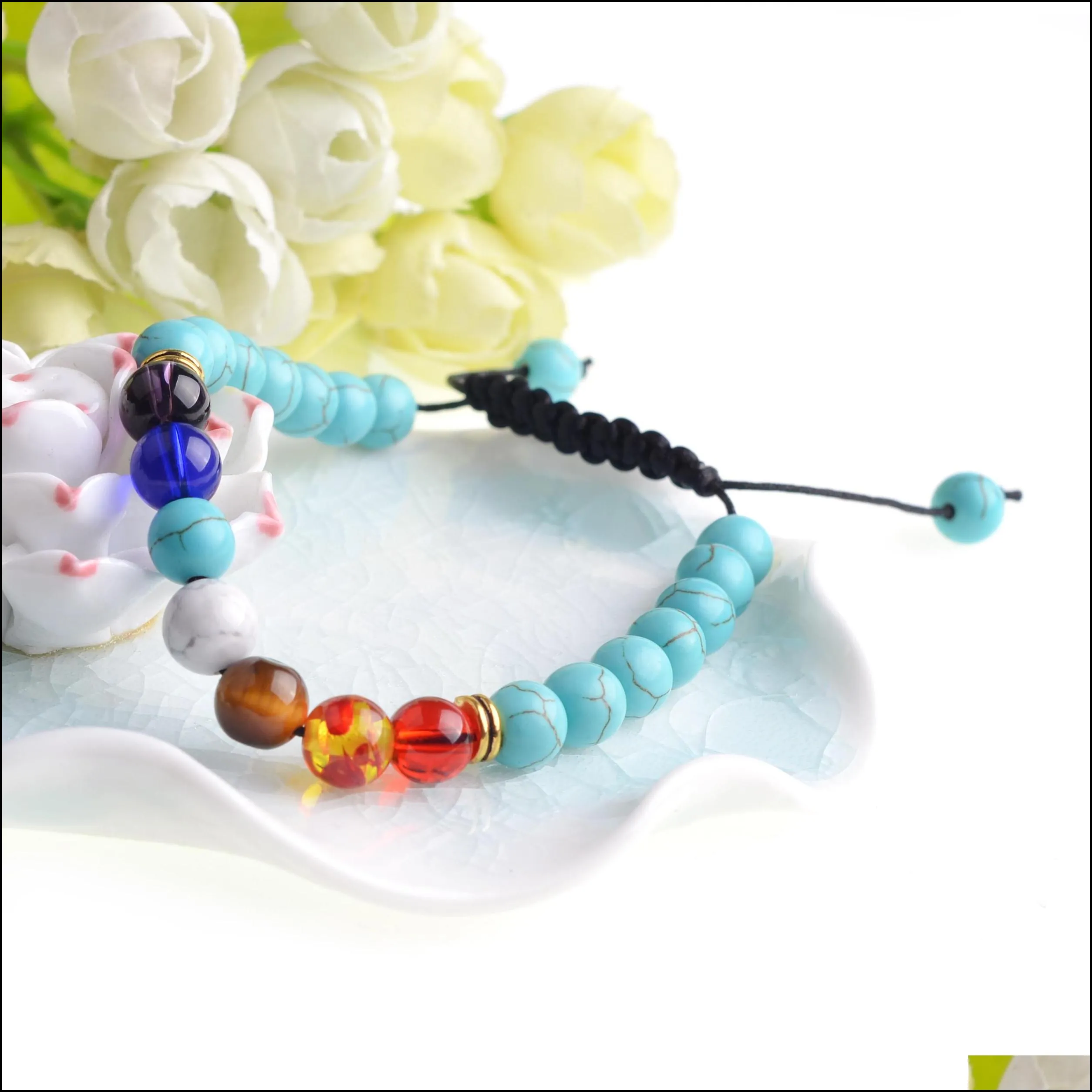 seven chakra bracelets men and women fashion personality popular aromatherapy essential oil diffuser bracelet braided rope