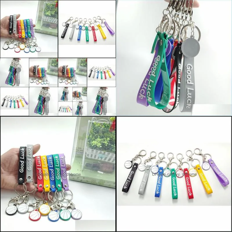 basketball keychains pvc straps sports key chain car bag pendants gift random colors