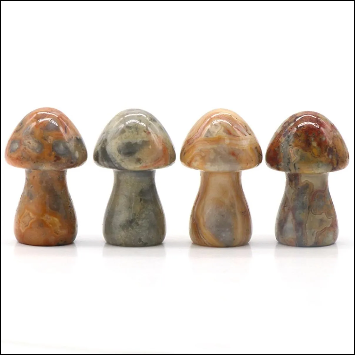 35mm natural red jasper gemstone crystal mushroom figurine healing stone statue carving crafts home decoration