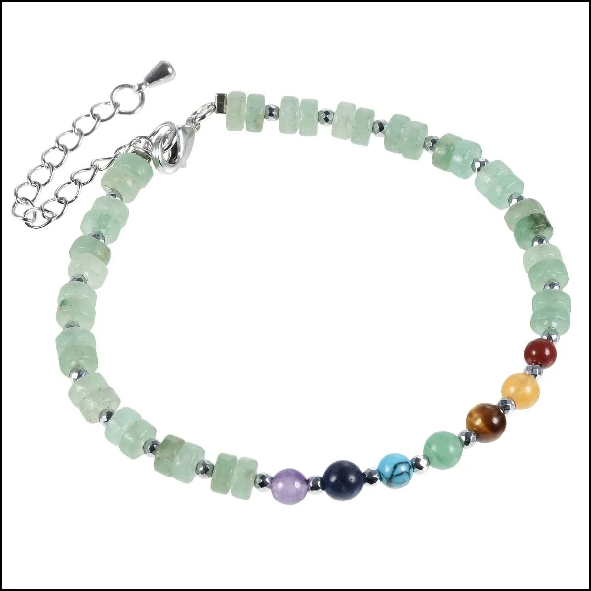 fashion adjustable handmade silver chain bracelet bohemia multicolor crystal 7 chakra bead bracelet for women