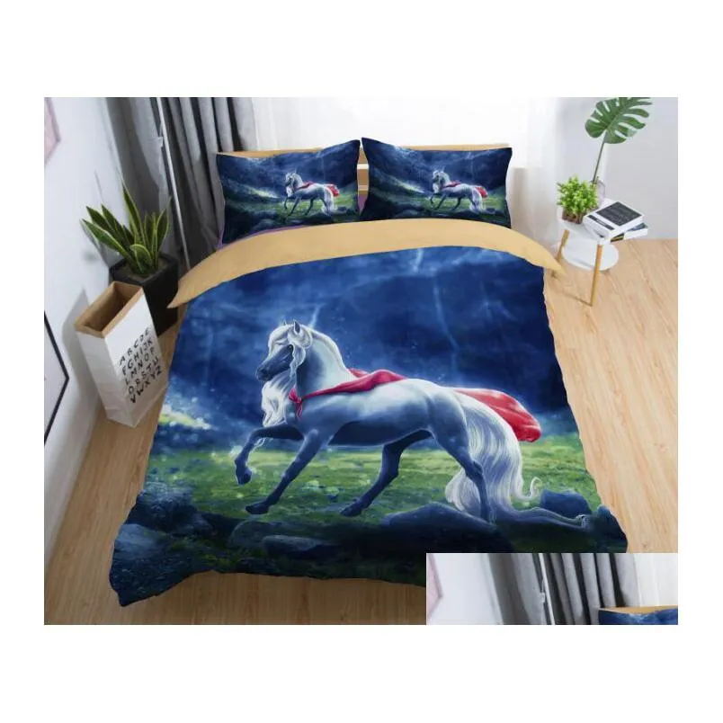 3d horse bedding set flying with pillowcase twin full queen king size 2pcs/3pcs