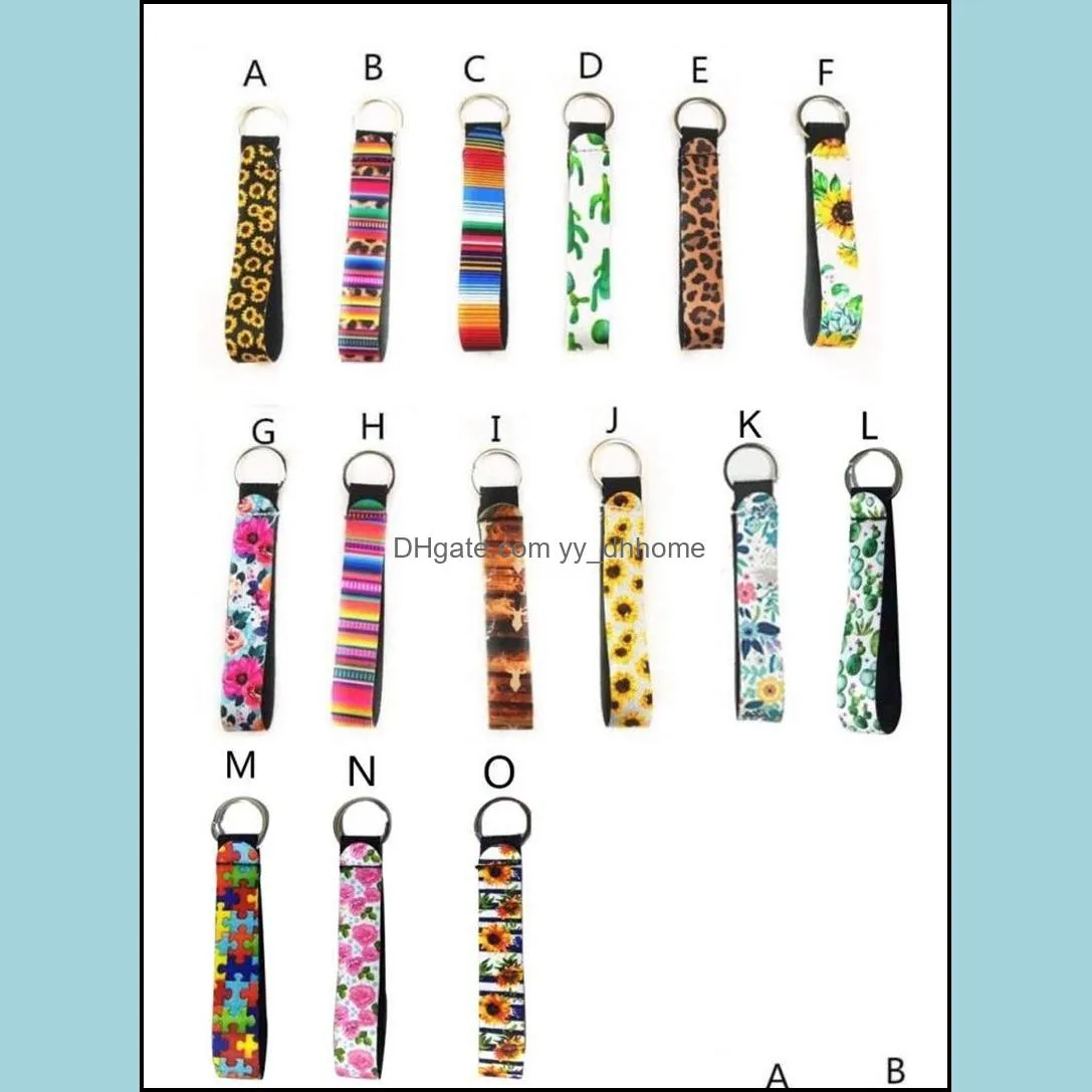  neoprene wristlet keychains lanyard serape prints strap band split ring key chain holder key hand wrist lanyard keychain for