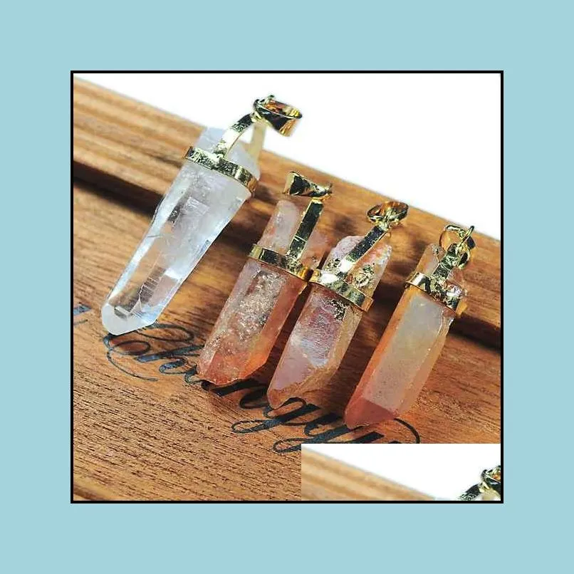 natural quartz crystal column pendant crystal cluster necklace ladies jewelry collection popular atmosphere simple