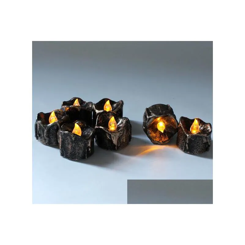 party decoration halloween black flameless candles flash led battery powered light candles