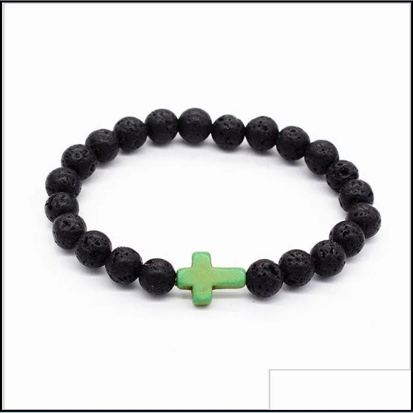 natural lava bead bracelet cross men and women essential oil diffusion yoga jewelry