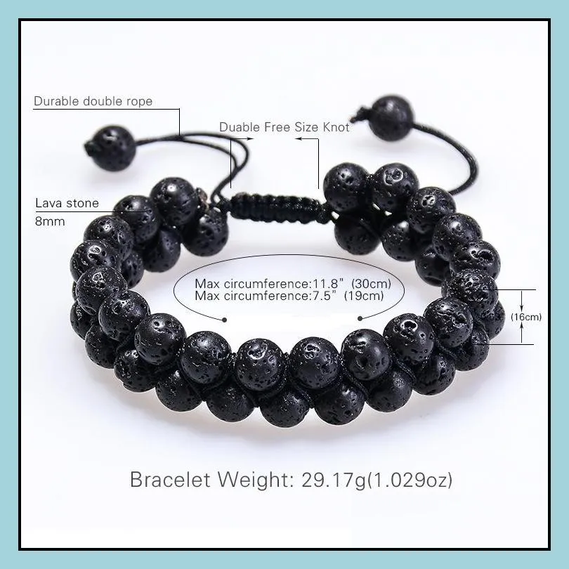 essential oil bracelet adjustable beads double rows lava rock bracelet perfume diffusion yoga birthday gift