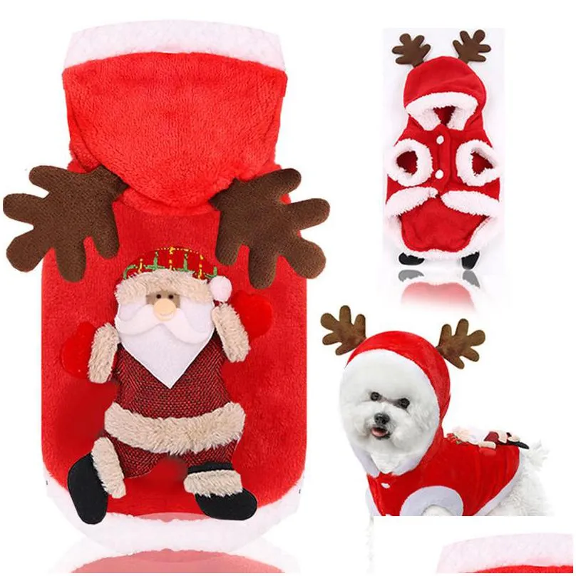 dog apparel coral fleece christmas teacup puppy clothes soft pet dog hoodies sweater for dogs cute pitbull