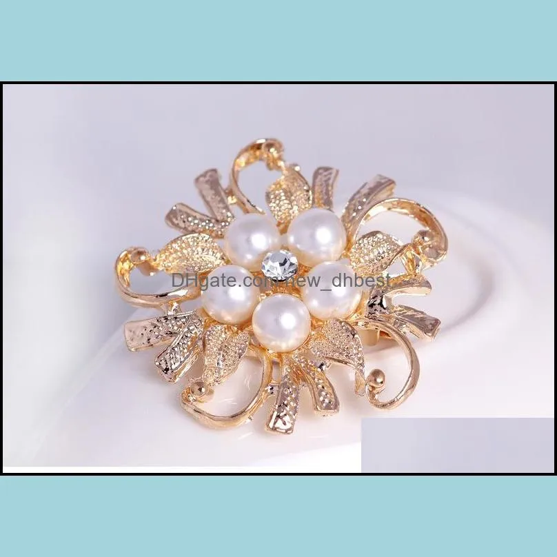 crystal pearl flower brooches pins pearl corsage silver gold brooches pin brooches wedding corsage gift 