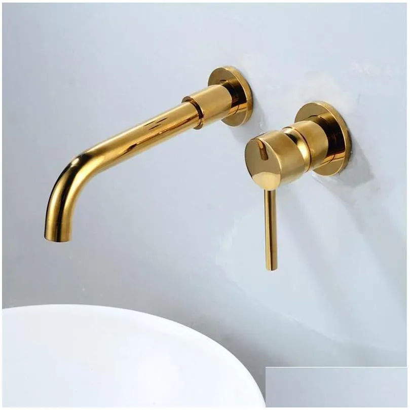 wall mounted brass basin faucet single handle mixer tap hot cold bathroom water wholesale bath mablack white brush gold set