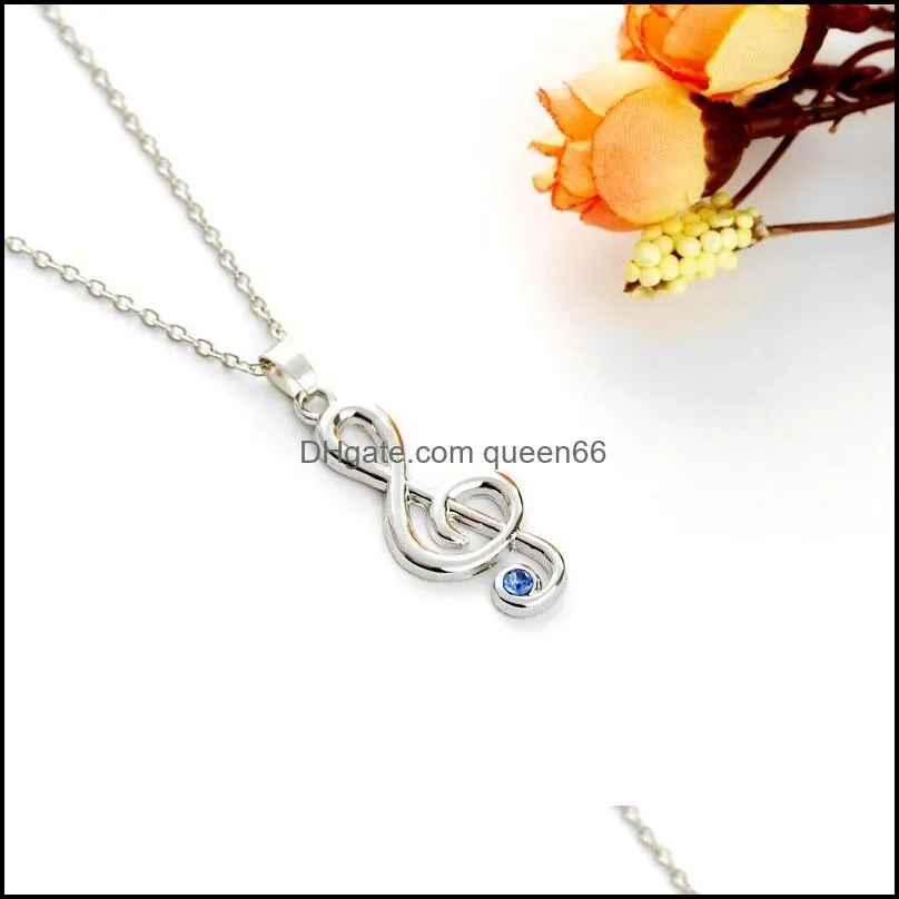 fashion musical note diamond pendant necklace women necklaces chains fashion jewelry