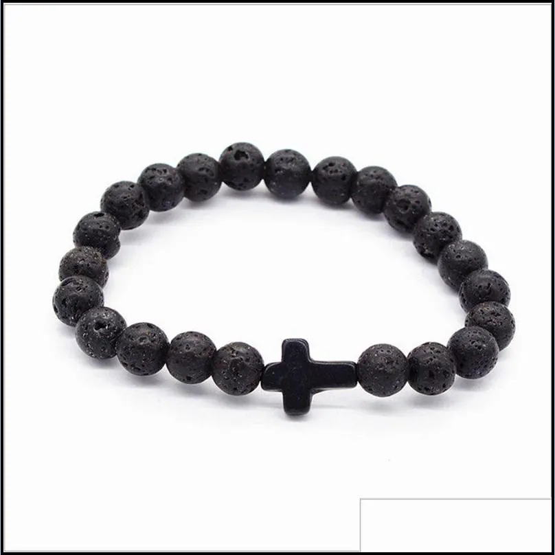 natural lava bead bracelet cross men and women essential oil diffusion yoga jewelry