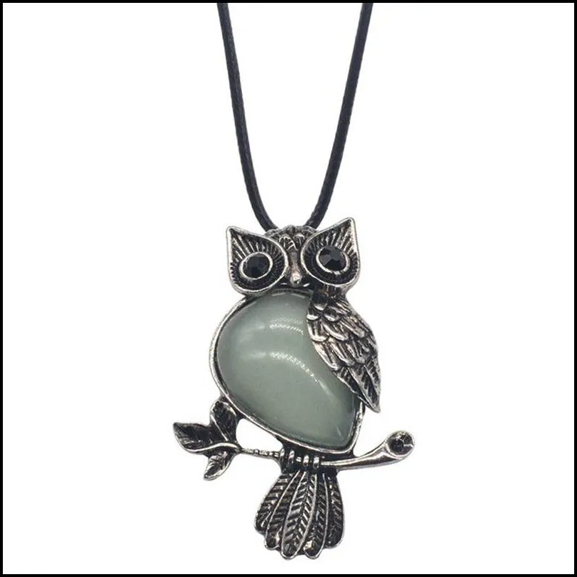 ladies owl healing pendant necklace mens spiritual energy gemstone necklace 19 12pcs