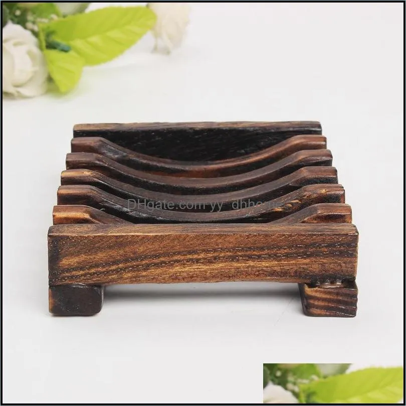 wooden bamboo soap dish storage soap rack tray holder creative simple wood drain soap box bathroom supplies