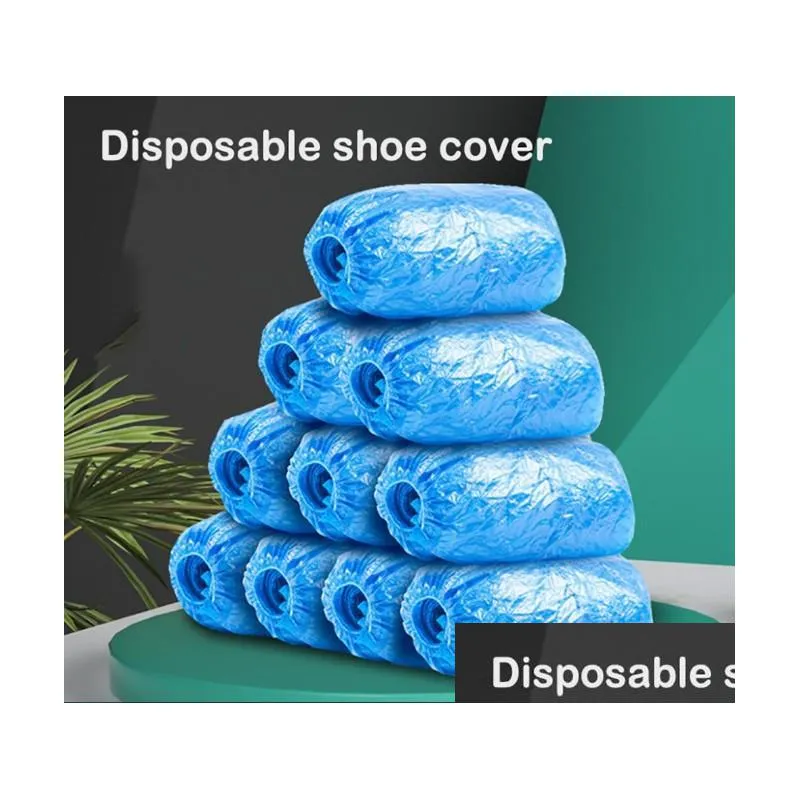 400pcs waterproof boot covers plastic disposable shoe covers elastic protective homes overshoes anti slip home tools a40