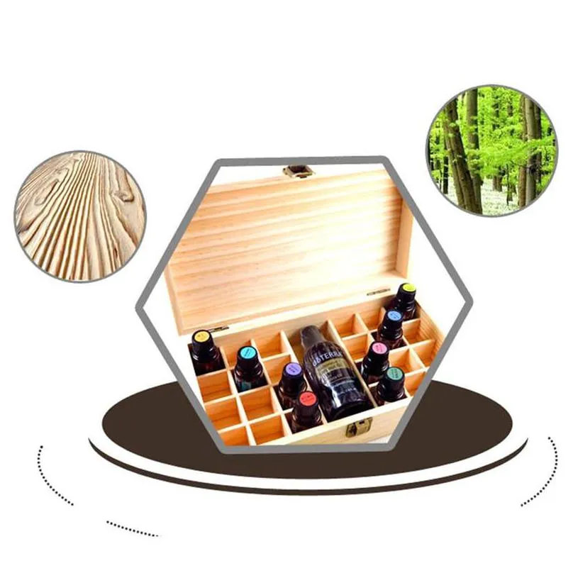 25 holes  oils wooden box 5ml /10ml /15ml bottles spa yoga club storage case organizer container