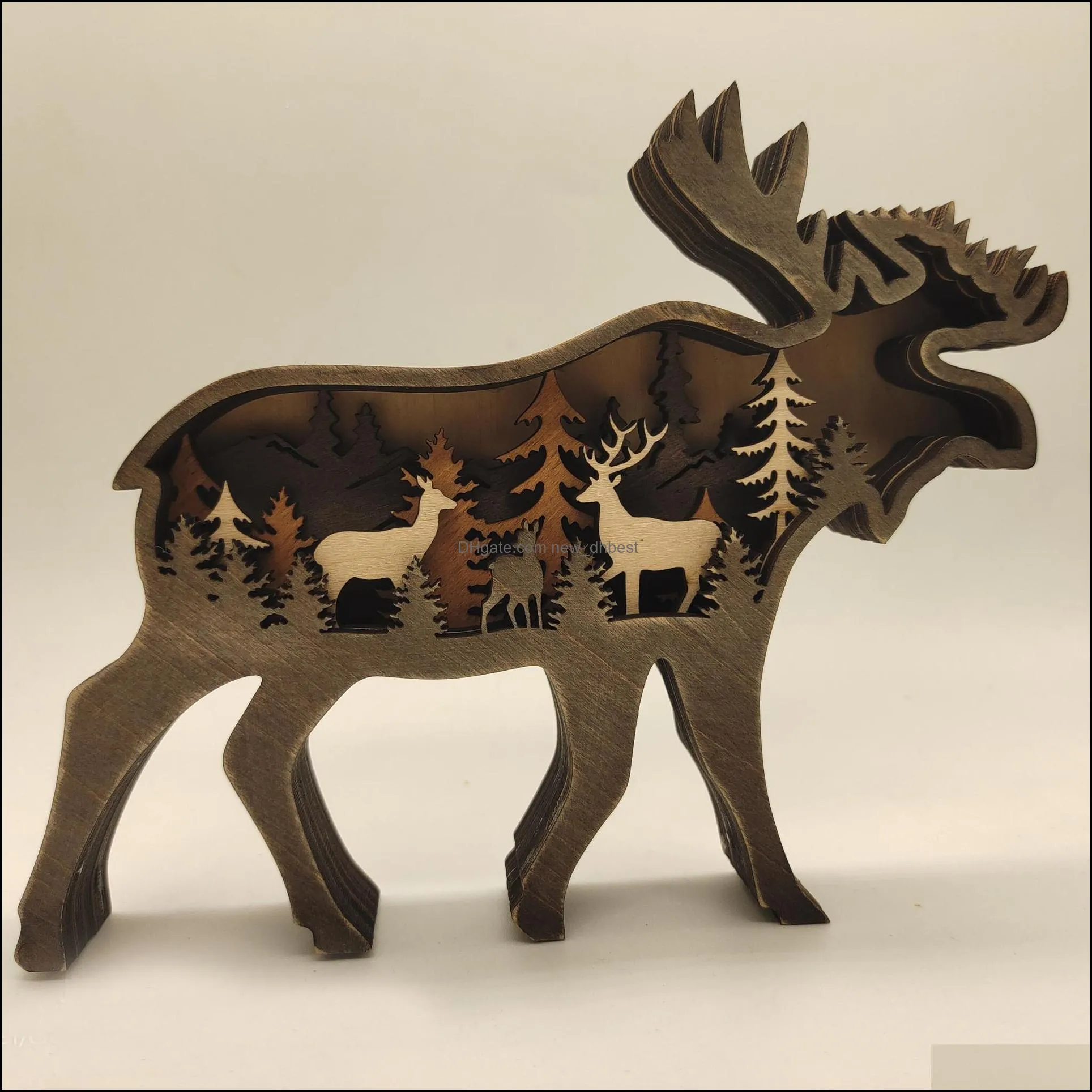 wild bear christams deer craft 3d laser cut wood material home decor gift art crafts forest animal table decoration bear statues ornaments room