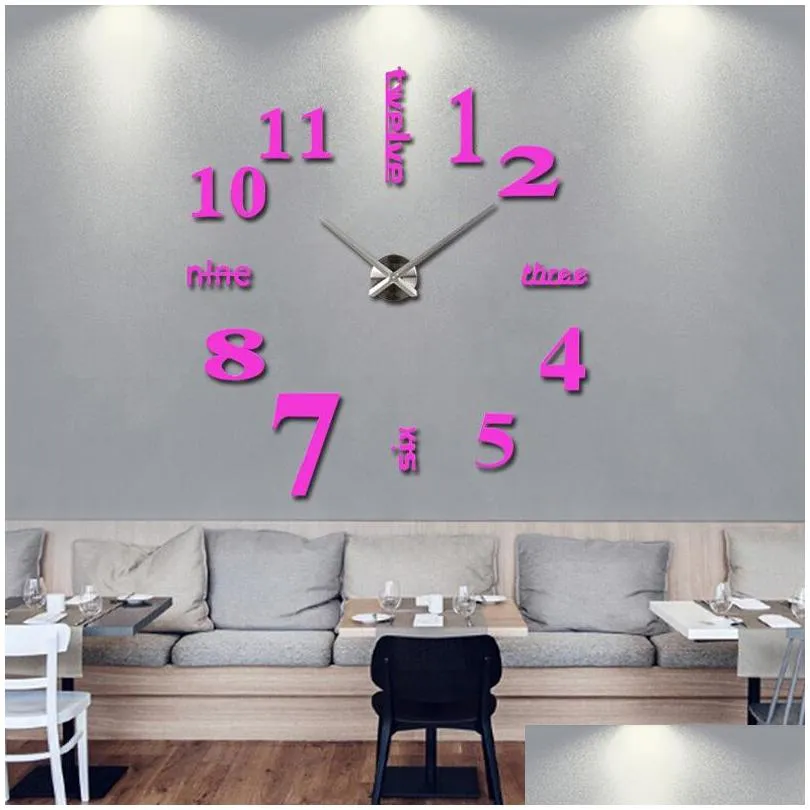 hot 3d diy acrylic miroir wall stickers clock watch clocks quartz modern reloj de pared home decoration