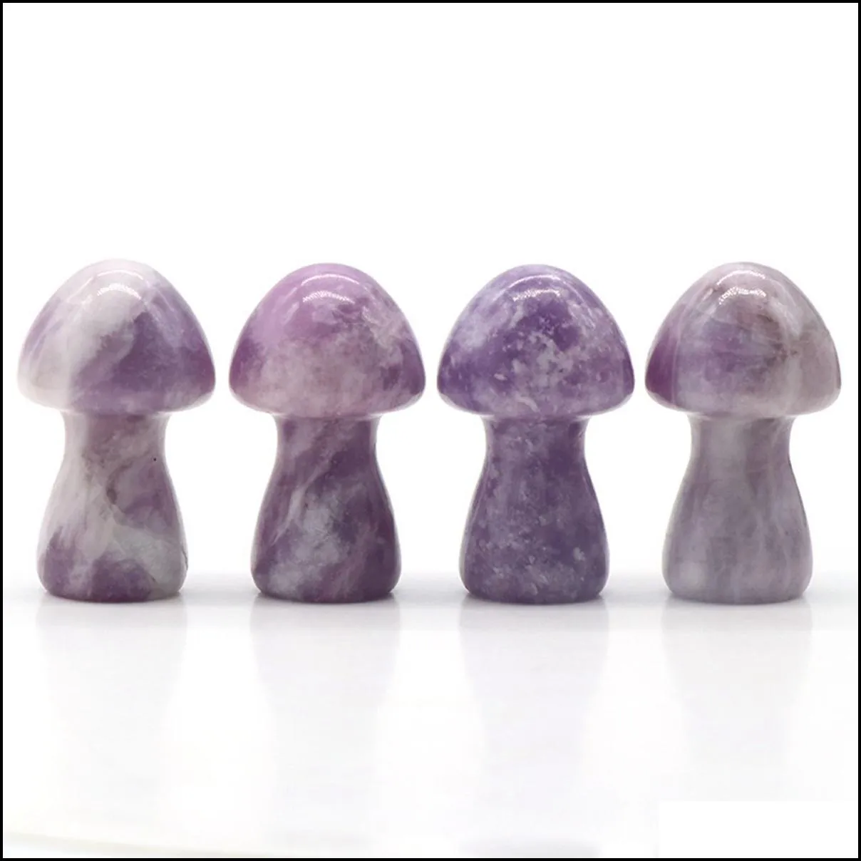 35mm natural gemstone crystal mushroom figurine healing stone statue carving crafts home decoration