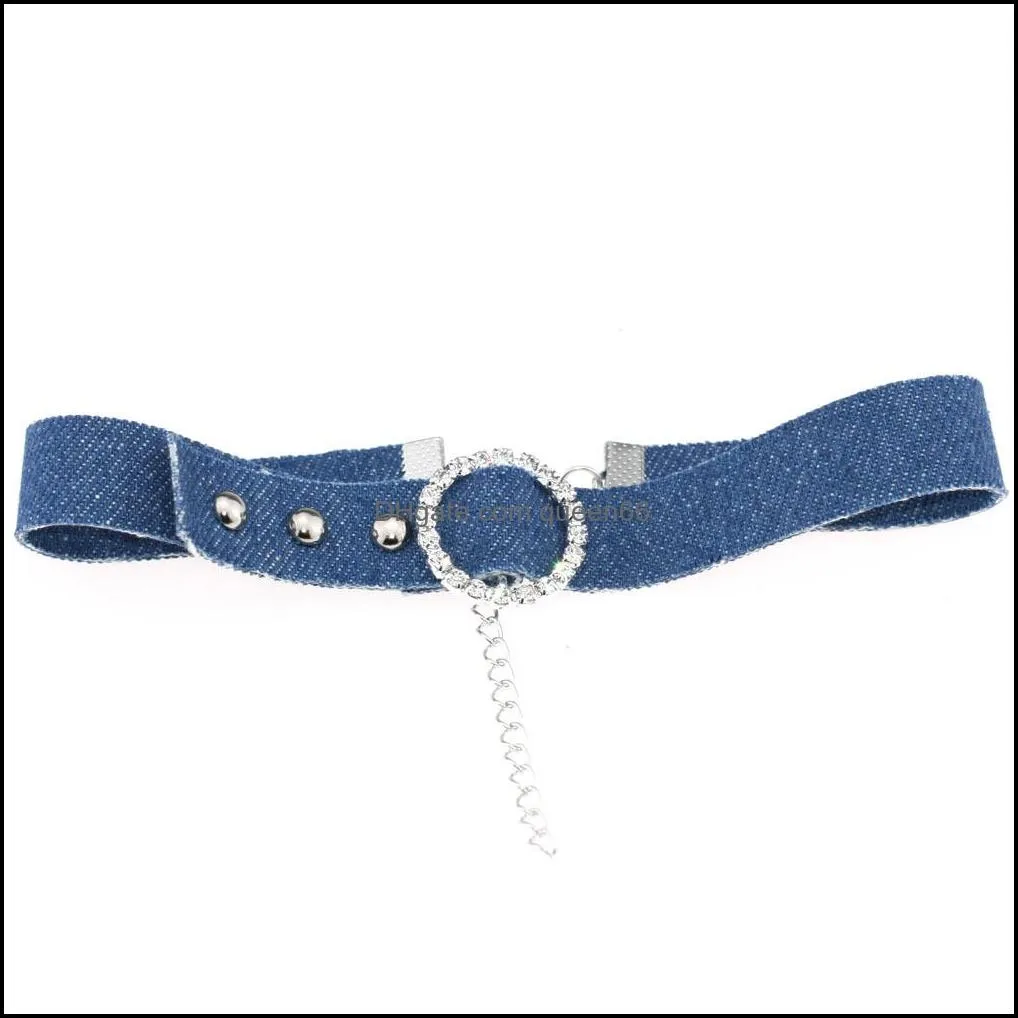 crystal belt type denim chokders necklace women necklet necklaces fashion jewelry