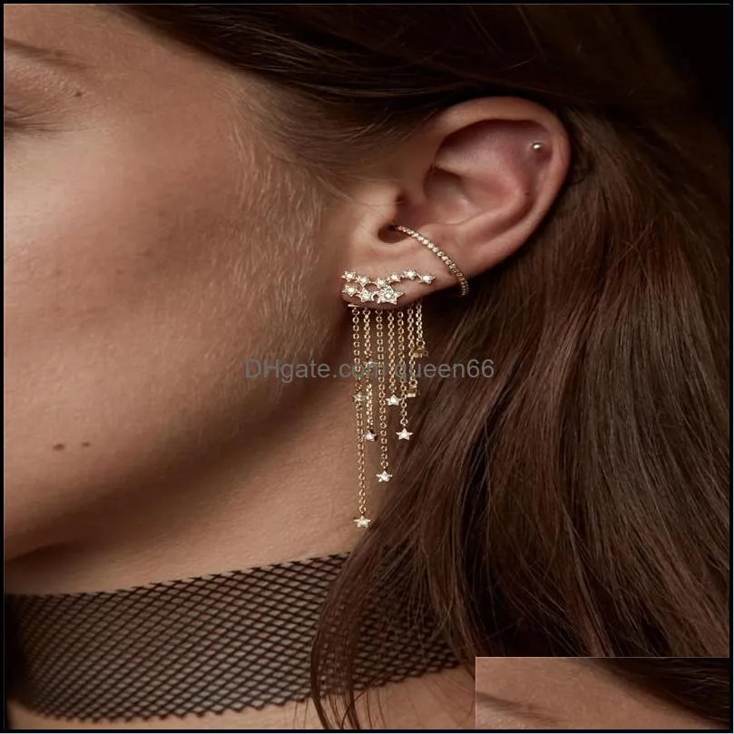 crystsal star tassel earrings crystal earrings ear cuff women fashion jewelry gift