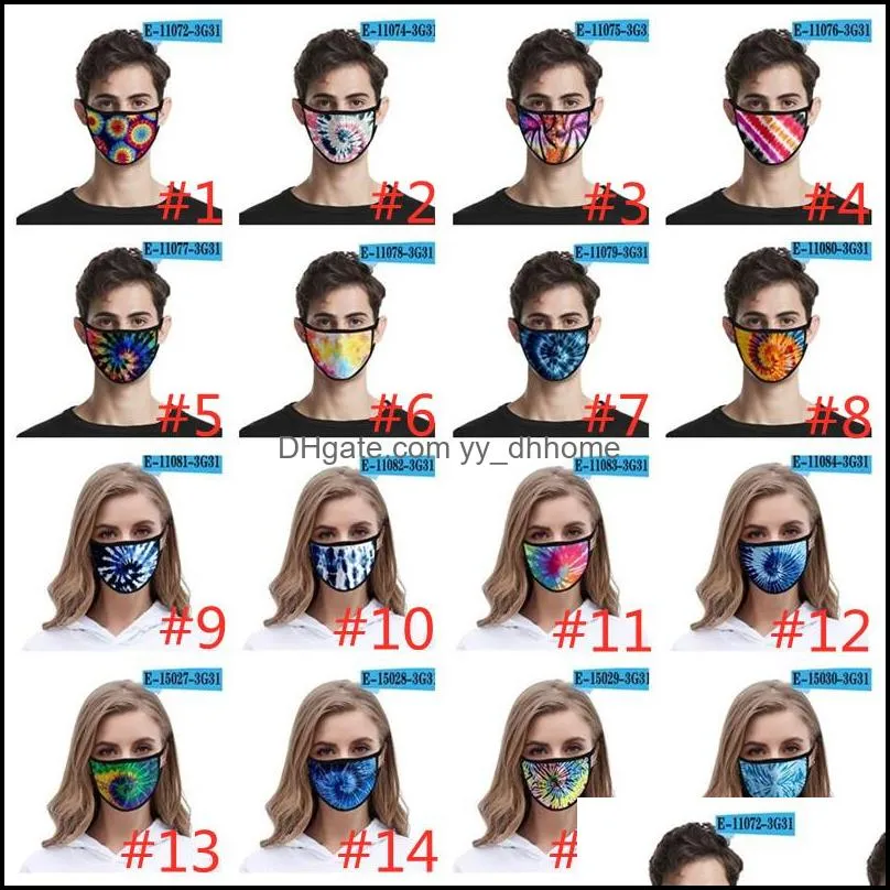 3d tiedye printed designer masks for men women and kids ice silk mouth mask outdoor dustproof protective mask