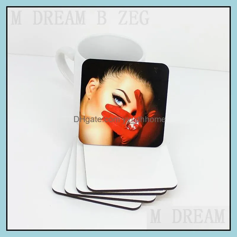 10x10cm sublimation coaster wooden blank table mats heat insulation thermal transfer cup pads diy coaster party favor