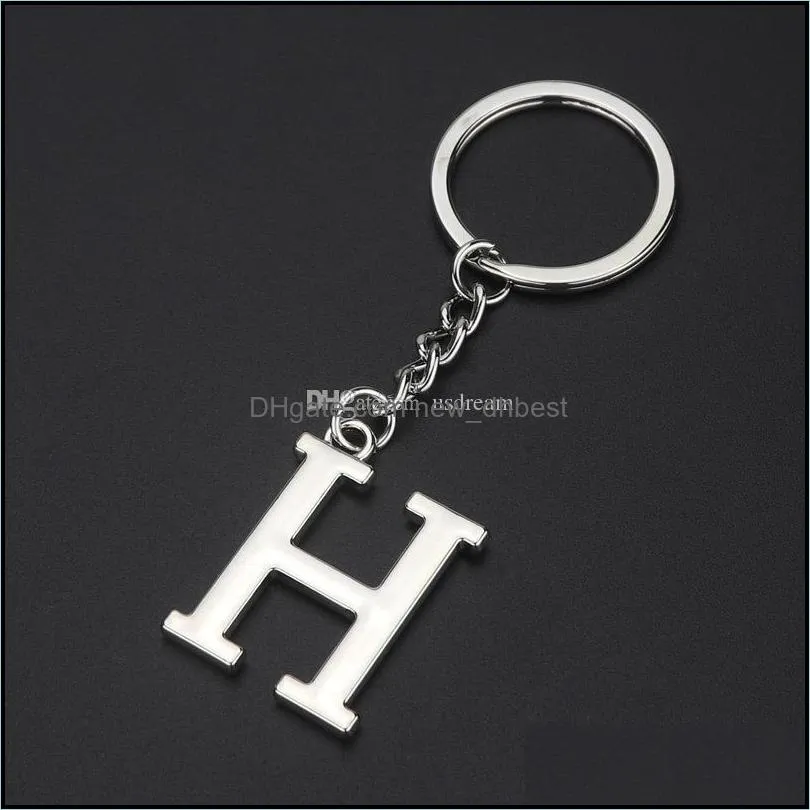 26 az english initial key ring metal letter keychain holder handbag hangs fashion jewelry gift