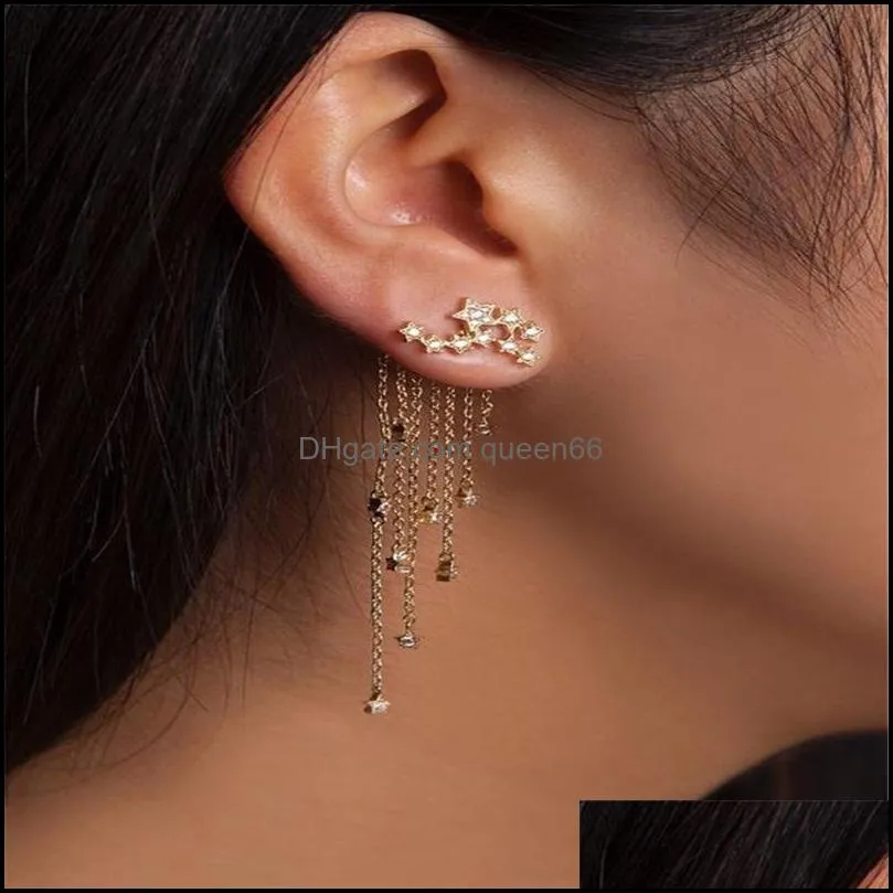 crystsal star tassel earrings crystal earrings ear cuff women fashion jewelry gift