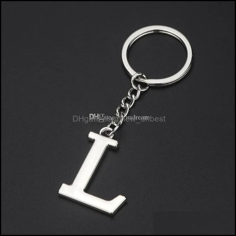 26 az english initial key ring metal letter keychain holder handbag hangs fashion jewelry gift