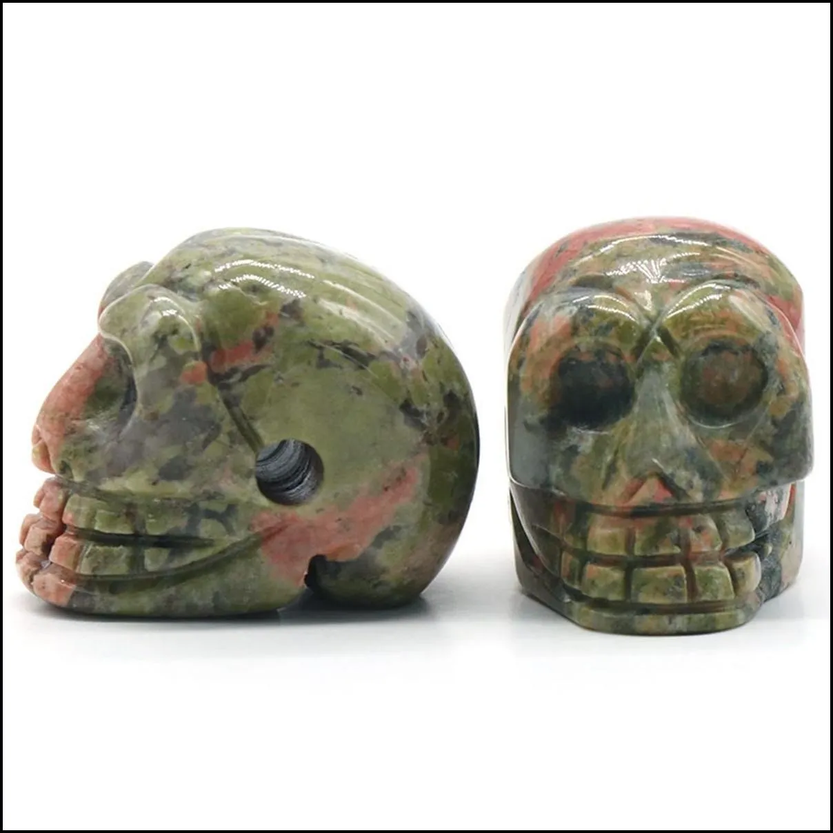 23mm natural sodalite skull figurine reiki healing energy stones ornaments carved statue gemstone home decor halloween gift
