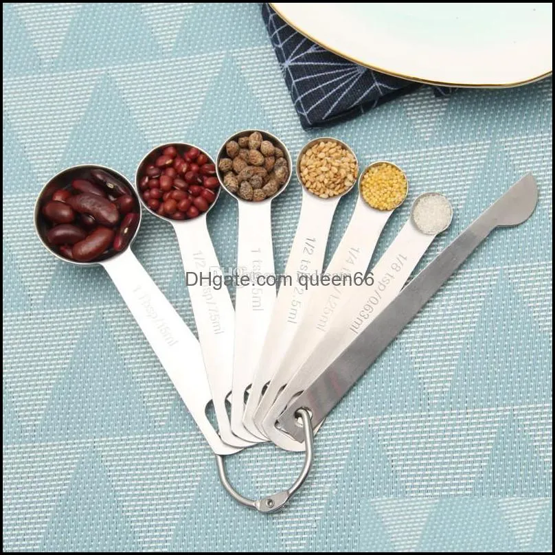 stainless steel cooking baking measuring tools metal measure spoons stackable set for dry or liquid kitchen tool