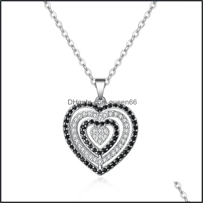 crystal diamond heart necklace pendant romantic hollow love women necklaces wedding fashion jewelry gift