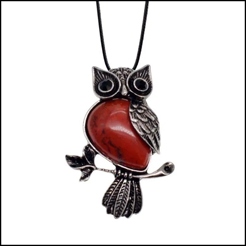 ladies owl healing pendant necklace mens spiritual energy gemstone necklace 19 12pcs